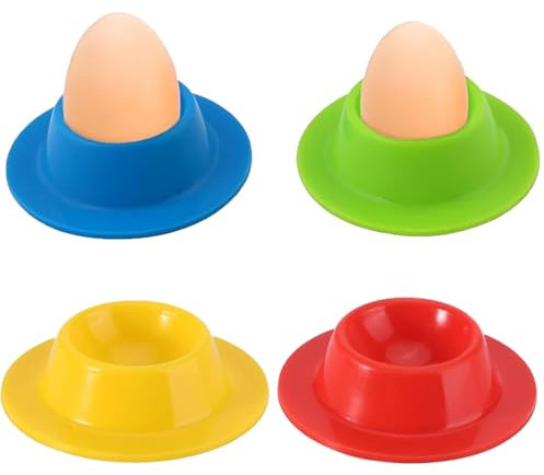 4Pcs Egg Cups Set, Colorful Egg Cup Tray Stackable for Kids, Breakfast, Dining Table – Fun, Practical Design for Easy Serving, Dishwasher Safe