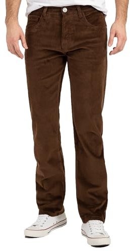 Rock Creek herr manchesterbyxor regular fit H-399, BRUN, 34W / 32L