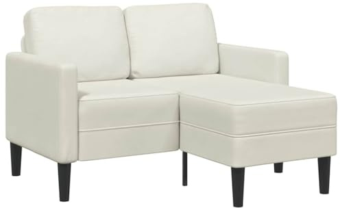 vidaXL 2-sitssoffa med schäslong L-formad gräddvit 125 cm sammet, 2-sits soffa sovrum, loveseat, tvåsits soffa, 2-sits soffa soffa