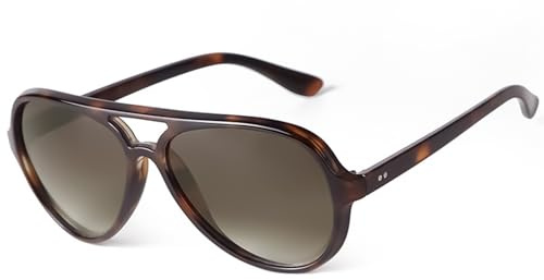 LOJUDI Retro Pilot Sunglasses Men Women - 70s Vintage Pilot Style Sun Glasses Tortoiseshell Shades for UV400 Protection-Leopard/Grey