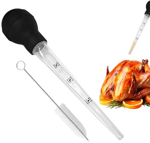 Poire A Jus, Pipette Cuisine avec Brosse De Nettoyage, Grande Poire A Sauce Cuisine Seringue à Jus avec Balance pour Barbecue, Barbecue, Cuisson, Turkey Seringue Compte-Gouttes D'Huile