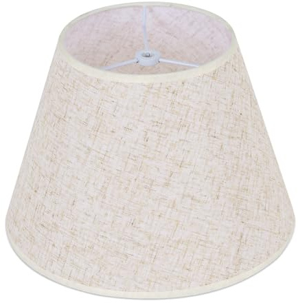 Beige Linen Barrel Lamp Shade for Table Lamps,6 Top x 10 Bottom x 7 High Small Lamp Shade,Beige Modern Fabric Lampshade,Replaceable Spider Fitter Home Decor Shade