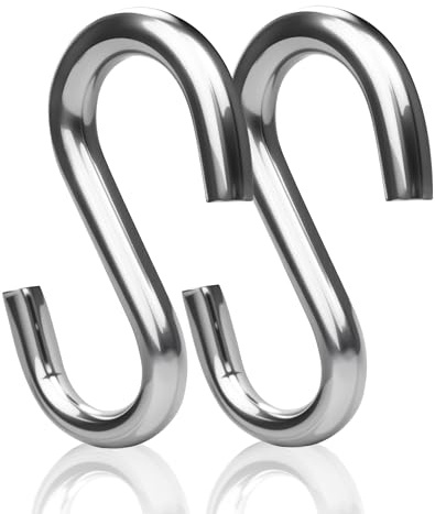 3.2 Inch Heavy Duty S Hooks (2-Pack), 550LB Capacity 304 Stainless Steel Hanging Hooks, Utility S-Hook for Hammock, Swing, Garage Storage, Outdoor Use