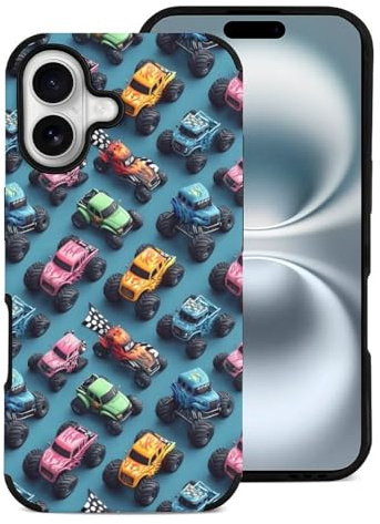 Novastar Compatible avec iPhone 16 – Coque fine et esthétique – Cuir microfibre – Housse imprimée camions tout-terrain – Coque de téléphone compatible avec iPhone 16 pour homme et femme, anti-rayures