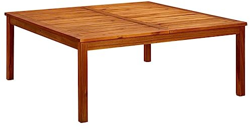 HaoChrymec Mesa de Centro de Exterior, 110x110x45 cm, Madera Maciza de Acacia Natural, Resistente a la Intemperie, Mesa Auxiliar Exterior,Mesa Terraza Exterior, Coffee Table, Mesa Camping,Natural