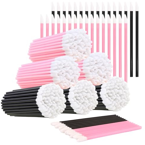 COCIDE 700Pcs Disposable Lip Brush - Lip Applicators Makeup Applicators Lipstick Brush Makeup Brushes & Tools Lip Wands Makeup Artist Kit Essentials Beauty Tools (Black&Pink)