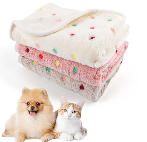 CIYIN 3 Pièces Couverture pour Chien Chat, Couvertures en Flanelle Douce pour Chiens et Chats,Couverture pour Chien Chat Pelucheuse et Lavable,avec Imprimé Patte (D3, 60x40cm)