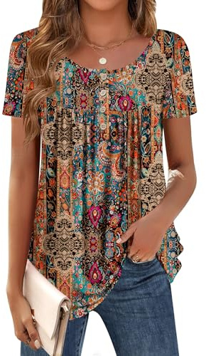 Zeagoo Tee Shirt Femme Manches Courtes Été T-Shirt Col Rond Chemisier | Chic et Élégant Haut Basiques Décontracté Ample Tops S-XXL