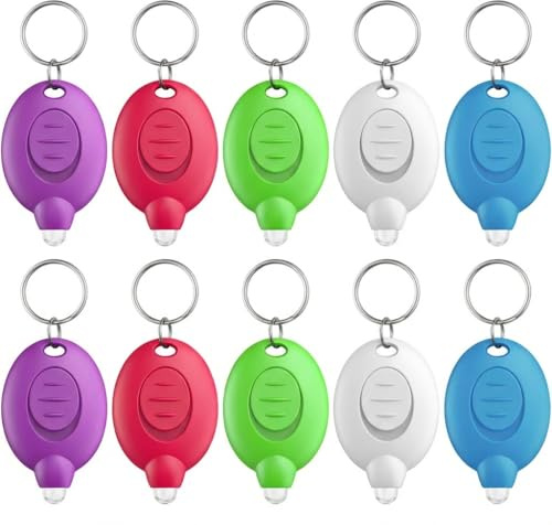 Fofuo 10 Pack Mini Keyring Torches LED Flashlight Keychain, 5 Color | Portable Ultra Bright Flashlights Bulk 12 Lumen Tiny Keychain Light for Outdoor Hiking Camping Emergency Lighting