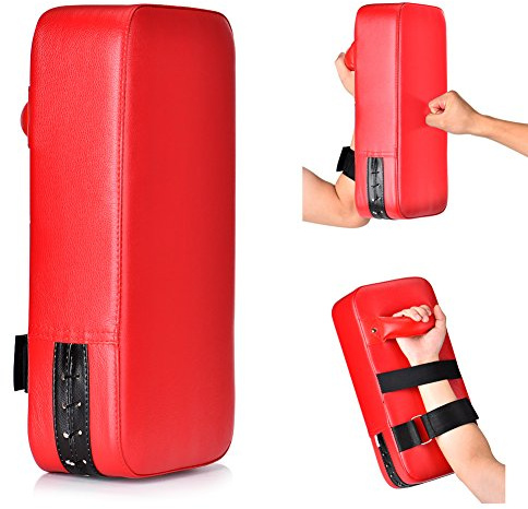 Queta PU Leather Kick Pad Strike Shield Hook Jab Pads Boxing Pads Kick Shield Punch Bag for Kickboxing Thai Boxing Karate UFC MMA (1 PCS),red,40 cm x 20 cm x 10 cm
