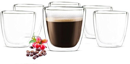 Sendez 6x90 ml Doppelwandige Espresso Gläser Kaffeegläser Thermogläser Espressotasse