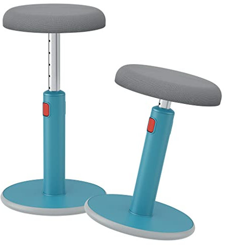 Leitz Active Sitz-Steh-Hocker, Ergonomischer höhenverstellbarer Wipphocker für 46 cm bis 79 cm Höhe, Runder Bürodrehstuhl/-hocker, Ergo Cosy Serie, blau, 65180061