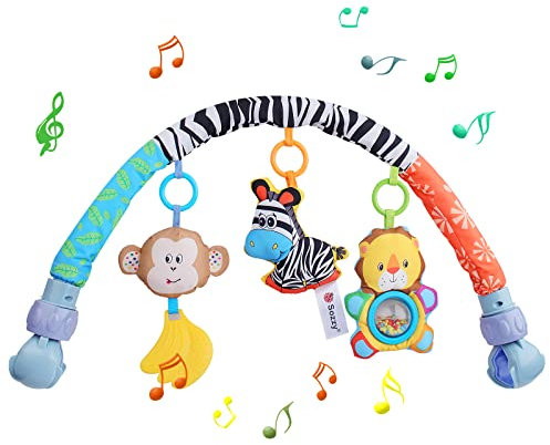 Music Mobile Baby Bogen Kinderwagen Spielzeug für Babys 0-6 Monate Kinderwagen Spielzeug mit Rassel/Squeak Musikalische Sensorische Hängende Krippe Bogen Mobile Spielzeug Kinderwagen Spielzeug für