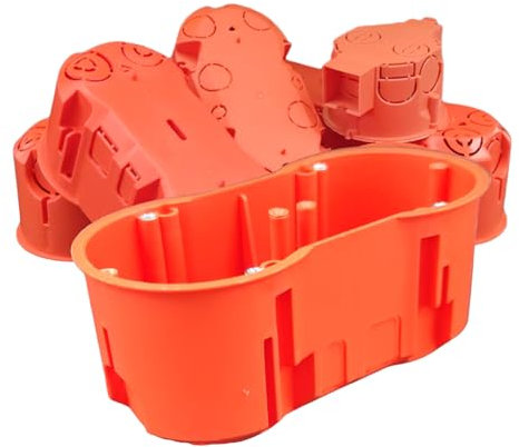 5x 2-fach Unterputzdose, Gerätedose, Schalterdose, Abzweigdose Orange Unterputz UP HW Ø68 x 136 x 60 mm Tiefe, Zum Einbau von Schaltern & Steckdosen, PK60-42WPG 5st.