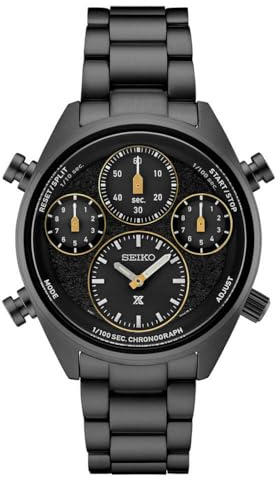 SEIKO Men's Black Dial Stainless Steel Band Prospex Speedtimer Limited Edition Chronograph Solar Quartz Watch, Casual, Classic, Diver