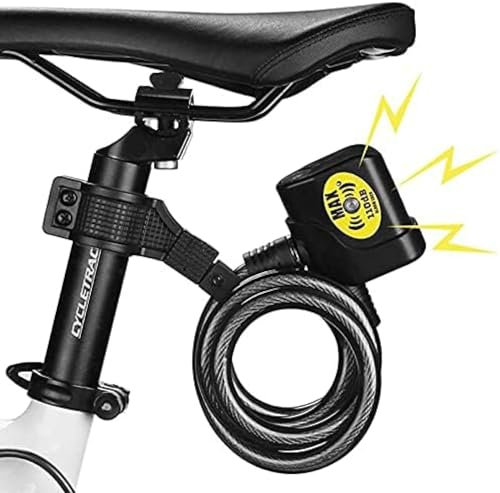 Câble de verrouillage de vélo avec alarme, niveau sonore d'alarme 110 DB, cadenas de vélo antivol étanches, alarme de sécurité antivol pour la sécurité des vélos