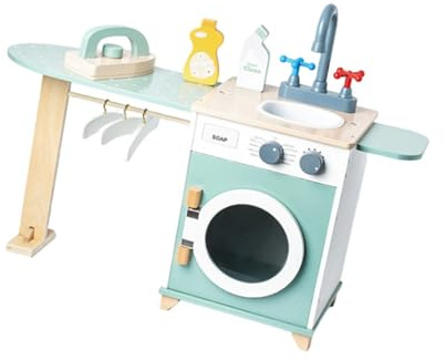 harayaa Giocattolo per Bambini, Giocattolo per Lavatrice, Gioco di Ruolo, Set da Gioco per Lavanderia in Legno, per bomboniere, Ragazzi e Ragazze, Adulti in