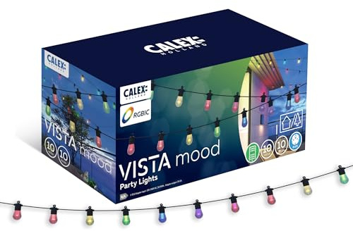 CALEX Catena luminosa – espandibile, 10 lampade, RGBIC+CCT, interno/esterno, IP44, cavo di collegamento 5 m, distanza di 50 cm tra le lampade, fino a 4 set accoppiabili – Illuminazione suggestiva