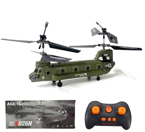 XKlemBauklode RC Helicopter Model, S026H Dual-Rotor Transport Aircraft 2.4G 3CH Dual-Rotor Military Helicópteros, RC Military Airplane Model for Adults (RTF Version)
