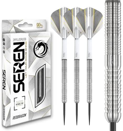 RÖD DRAGON Darts – Seren Pure Series – 90 % volfram professionellt stålspetspilset med dartflyg och dartaxlar (stammar) – finns i fyra stilar – finns i 21 g, 22 g, 23 g, 24 g och 25 g