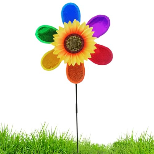 Girouettes Giratoires pour Extérieur - Tournesols Réfléchissants pour Extérieur,Épouvantail Décoratif Arc-en-pour Jardin Verger Ferme et Espaces Extérieurs