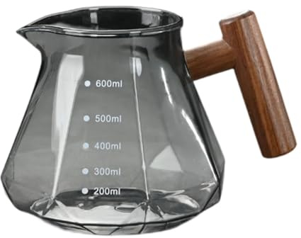 MotiveTech Caffettiera in Vetro Pour Over, Caffettiera Classica in Vetro Trasparente Da 20/600 Ml per Caffè, Casa, Bar, Ufficio, Grigio