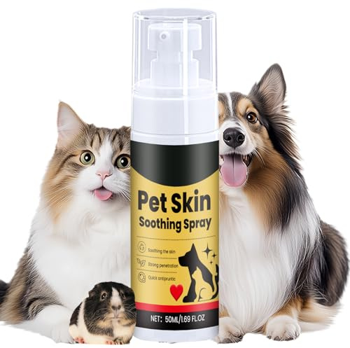Zankie Spray Calmante para La Piel De Mascotas - 50 Ml Spray para Pelaje Canino De Aerosol Cal-ma Fórmula, Hidratante Saludable Repelente Polvo, SP-Ray Calmante para Gatos
