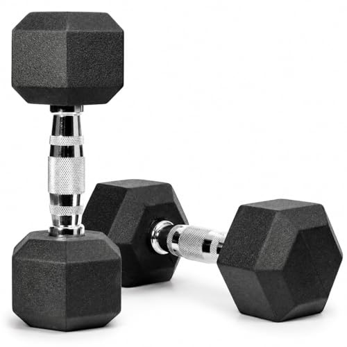 Mancuernas Hexagonales – Set de pesas y mancuernas de hierro fundido con recubrimiento de goma, para mujer y hombre, musculación fitness gimnasio en casa, 1/2/3/4/5/6/8/10 kg (par) y 12.5/15/20 kg