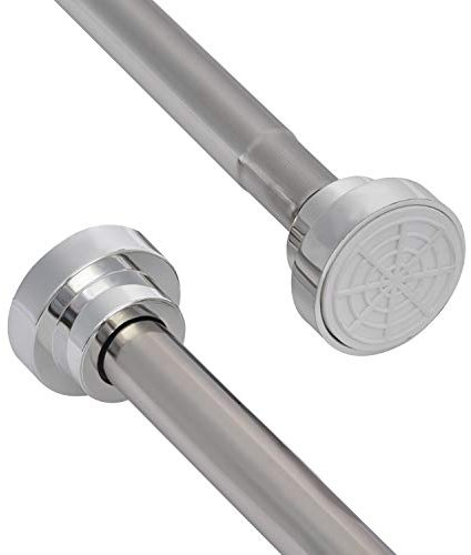 Stainless Steel Extendable Shower Curtain Pole 83-130cm Tension Rods for Curtains Telescopic Curtain Poles No Drilling Adjustable Shower Curtain Rail for Kitchen Cupboard Closet Bathroom Window