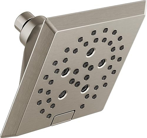 DELTA Faucet 52664-SS H2Okinetic 5-Setting Angular Modern Raincan Shower Head, Stainless