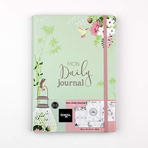 DRAEGER Paris - Carnet Bullet Journal Mon Daily Journal - Bien être Fleuri - 15,5 x 21,5 cm - 192 Pages à Pois spécial Bullet - Papier certifié FSC® - Quelques Pages pré-remplies