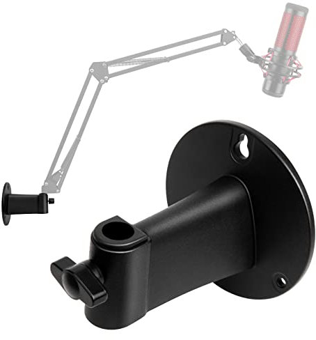 Microphone Wall Mount Boom Arm - Space Saving Desktop Metal Mic Stand Clamp, Wall Mount for Mic Holder, Horizontal Mounting Wall, Microphone Stand Accessories by SUNMON