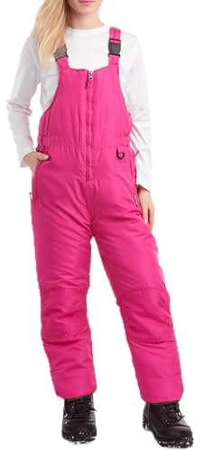 Perry Ellis Kids Snow Bib - Insulated Waterproof Bib Snow Pants with Secure Zip Cuff - Winter Pants For Girls and Boys (5-18), Size 12-14, Berry