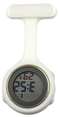 SagaSave Reloj digital para enfermera, para mujeres y hombres, multifunción, diseño de control de infecciones, reloj de mosquetón de bolsillo de silicona con clip para enfermera, médico, reloj