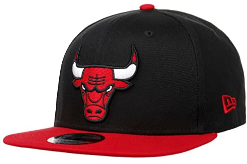 New Era 9Fifty Team Patch Bulls Cap Basecap Baseballcap Flat Brim NBA Chicago Damen/Herren - Snapback, mit Schirm Winter Herbst Frühjahr Sommer Frühling-Sommer Herbst-Winter - S/M (54-57 cm)