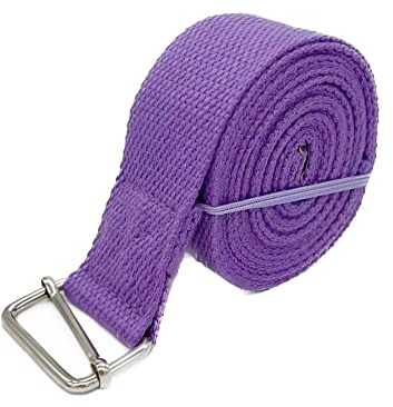 WannGe Correa de yoga elástica de 280 cm, correa de yoga, correa de estiramiento de ejercicio, correa multiusos con hebilla ajustable, color morado