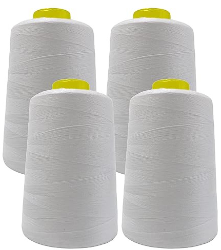 Rollo De Hilo De Coser, Accesorios De Costura De Alta Resistencia, Bobina De Hilo Para Labores De Costura, Para Uso Profesional O De Casa, Manualidades, Vestimenta (4 unidades, Blanco 101-5000Y)