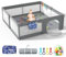 HEIZO Großer Laufstall Laufgitter Baby XXL 200x180cm, Playpen Baby Kinderlaufstall mit Atmungsaktivem Netz, 50 Spielbällen und 4 Zugringen für Baby & Kleinkinder Indoor Outdoor