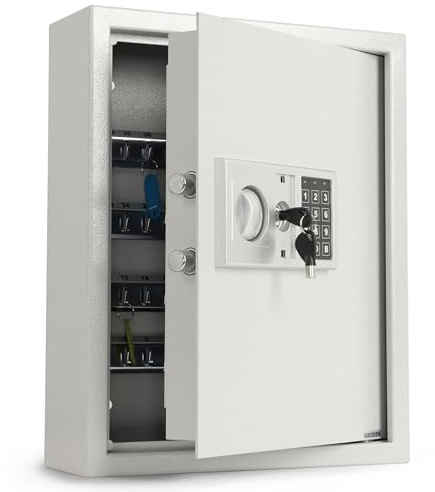 casa pura Schlüsselschrank, Schlüsseltresor mit Elektronikschloss - Schlüsselkasten für 133 Schlüssel - Tresor inkl. Schlüsselanhänger, Befestigungsmaterial & Notfallschlüssel