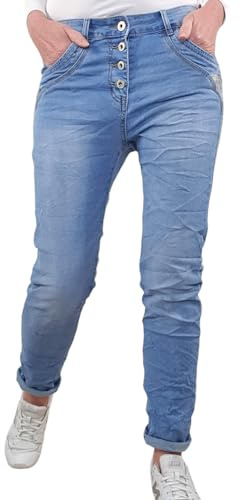 Karostar Dam stretch jeans | boyfriend byxor med knapplist | Basic 5 fickor denim byxor, Gobelin ficka, XL