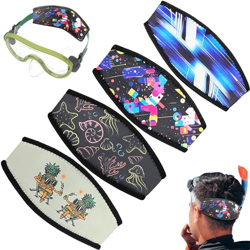 Tailoreadily 4 Pieces Diving Mask Slap Straps Cover, Neoprene Snorkel Mask Strap for Men and Women, Swimming Waterproof Dive Hair Protector, Water Sports Glasses Covers