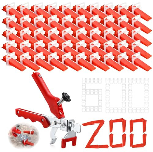 ENCOUN Kit de Nivellement pour Carrelage, 600Croisillon Autonivelant 2mm+200 Réutilisable Cale Carrelage, 1Pince, 1Couteau à Crochets, Système de Nivellement pour Carrelage pour DIY et Professionnels