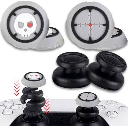 PlayRealm 2 extensores de pulgar que no se caen y 4 agarres para el pulgar para mando de PS5 y PS4 (apuntamiento)