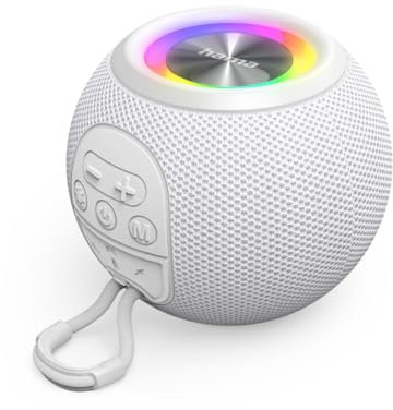 Hama Enceinte Bluetooth 5.3 Portable Buddy 3.0 sans Fil, Haut Parleur étanche IPX7, Rechargeable Autonomie 12h, Résistance poussière et Chocs, Puissance 6 W, Câble de Charge USB-C fournis, Blanc