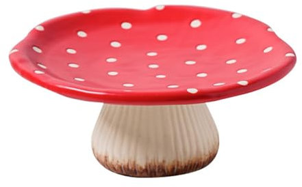 Jarsense Piatto da insalata a forma di fungo, vassoio da dessert in ceramica, 22,9 cm, a pois