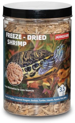 JADINGSFARM 3.5 Oz Freeze Dried River Shrimp Turtle Food, Shrimp for Turtle, Nutrient Rich Treat for Reptiles, Sugar Gliders, Hedgehogs, Tropical Fish