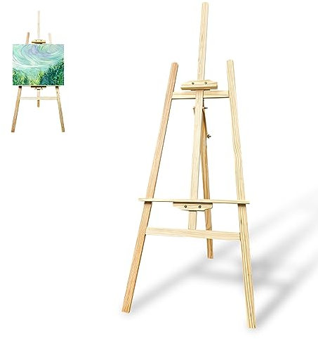 Ceisazira Staffelei Holz Groß 150Cm, Verstellbare Leinwand Ständer, Feldstaffelei, Staffeleien, Standstaffelei, Dreibein Holzstaffelei für Hochzeit, Events, Kunstmalerei, Ausstellung, Außenwerbung