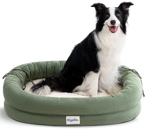 bilypaws Orthopedic Dog Bed for Large Dogs, Chew Proof Pet Sofa Bed with Egg Crate Foam, 4 Sided Bolster, Removable Washable Cover and Non-Slip Bottom, Large