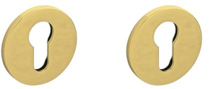 Set Bocchetta Bocchette Tonda per Serratura Yale | Copri Foro Oro Lucido e Cromo Satinato | Design Moderno e Resistente per Porte Interne ed Esterne | Set da 1 e 2 Pezzi (2, Oro Lucido)