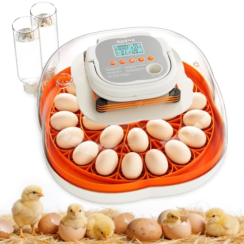 APDOE Egg Incubators for Hatching Eggs, Temperature and Humidity Control, Automatic Egg Turning, Egg Candler, External Water Bottle, Air Vent, for Chicken, Duck & Quail Eggs, 25 Eggs